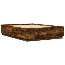 Berkfield Home Bed Frame with LED without Mattress Smoked Oak 150x200 cm King Size in Brown - thumbnail 7
