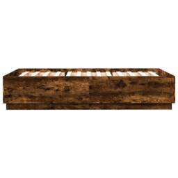 Berkfield Home Bed Frame with LED without Mattress Smoked Oak 150x200 cm King Size in Brown - thumbnail 8
