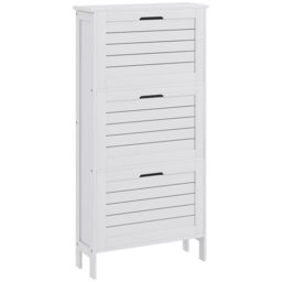 HOMCOM Narrow Shoe Storage Cabinet with 3 Flip Drawers, White - thumbnail 2