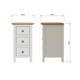 FWStyle 3 Drawer Ready Assembled Oak Veneer Bedside Chest Of Drawers White Linen - thumbnail 5