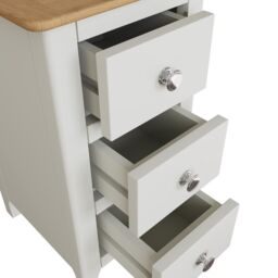 FWStyle 3 Drawer Ready Assembled Oak Veneer Bedside Chest Of Drawers White Linen - thumbnail 4