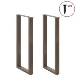 Berkfield Home Coffee Table Legs U-Shaped 2 pcs Natural Steel 60x(110-111) cm Steel in Brown - thumbnail 3