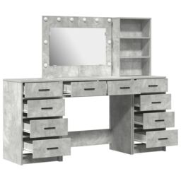 Berkfield Home 3 Piece Dressing Table Set with LED - Concrete Grey Engineered Wood - thumbnail 7