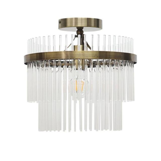 First Choice Lighting Georgia - Antique Brass with Glass Rods Flush Ceiling Light in Bronze - image 1