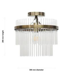 First Choice Lighting Georgia - Antique Brass with Glass Rods Flush Ceiling Light in Bronze - thumbnail 5