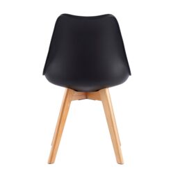 MCC Direct Set of 2 Dining Chairs with wooden Legs & Padded Cushion Eva in Black - thumbnail 5