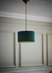 ValueLights Reni Forest Green Fabric Easy Fit Drum Ceiling Lamp Shade in Bottle Green - Size: Small