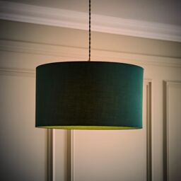 ValueLights Reni Forest Green Fabric Easy Fit Drum Ceiling Lamp Shade in Bottle Green - Size: Small - thumbnail 3
