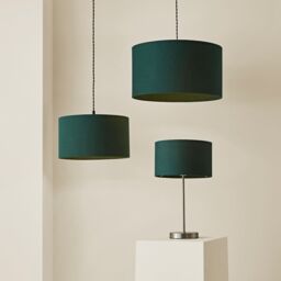 ValueLights Reni Forest Green Fabric Easy Fit Drum Ceiling Lamp Shade in Bottle Green - Size: Small - thumbnail 6