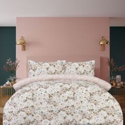 Smart Living Luxury Soft Reversible Elegant Blooms Duvet Cover & Pillowcases in Pink - Size: King - thumbnail 1