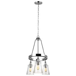 Netlighting Feiss Loras 3 Light Chandelier Chrome in Grey