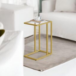 Rafaelo Mobilia Tempered Glass Gold C Shape Side Table - thumbnail 5