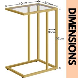 Rafaelo Mobilia Tempered Glass Gold C Shape Side Table - thumbnail 6