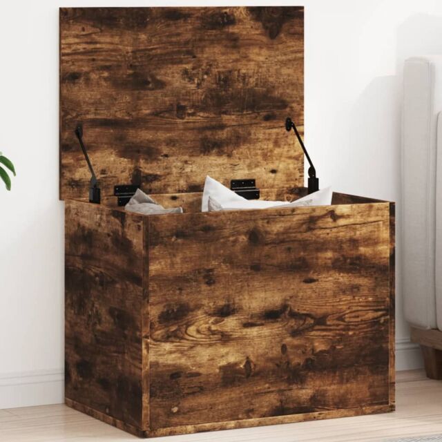 Berkfield Home Storage Box Smoked Oak 60x42x46 cm Engineered Wood in Brown - Size: 60 x 42 x 46 cm - image 1