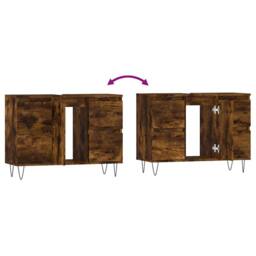 Berkfield Home Bathroom Cabinet Smoked Oak 80x33x60 cm Engineered Wood in Brown - Size: 80 x 33 x 60 cm - thumbnail 9