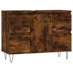 Berkfield Home Bathroom Cabinet Smoked Oak 80x33x60 cm Engineered Wood in Brown - Size: 80 x 33 x 60 cm