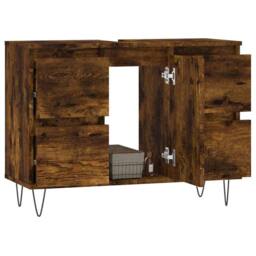 Berkfield Home Bathroom Cabinet Smoked Oak 80x33x60 cm Engineered Wood in Brown - Size: 80 x 33 x 60 cm - thumbnail 3