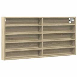 Berkfield Home Vitrine Cabinet Sonoma Oak 100x8.5x50 cm Engineered Wood in Light Oak - thumbnail 3