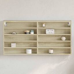 Berkfield Home Vitrine Cabinet Sonoma Oak 100x8.5x50 cm Engineered Wood in Light Oak - thumbnail 2