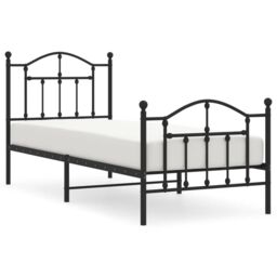 Berkfield Home Metal Bed Frame with Headboard & Footboard Black 90x190 cm Single - thumbnail 2