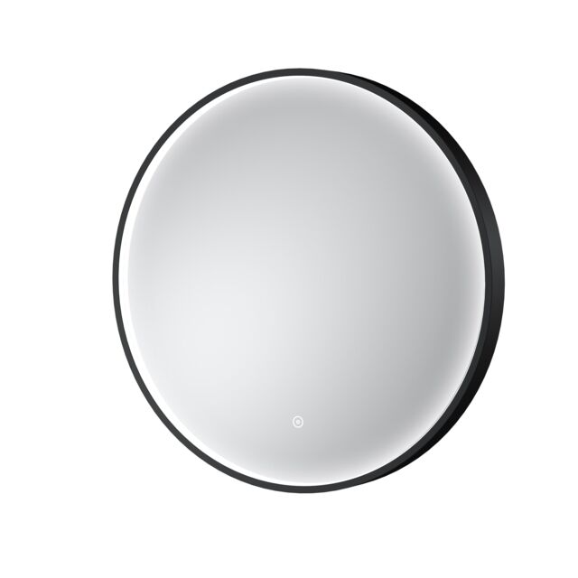 Balterley Round Inset Framed LED Mirror with Demister Pad, 600mm - Black - image 1