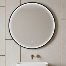Balterley Round Inset Framed LED Mirror with Demister Pad, 600mm - Black - thumbnail 8