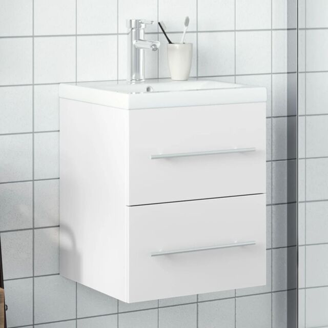 Berkfield Home Bathroom Sink Cabinet with Built-in Basin White - image 1