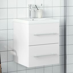 Berkfield Home Bathroom Sink Cabinet with Built-in Basin White - thumbnail 1