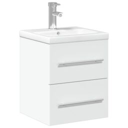 Berkfield Home Bathroom Sink Cabinet with Built-in Basin White - thumbnail 2