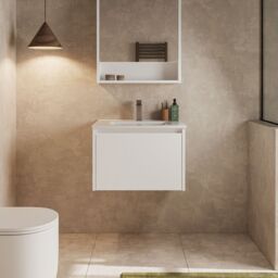Banyetti Mino 600mm WallHung Vanity Unit with Lira Basin-Gloss White - thumbnail 2