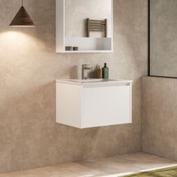 Banyetti Mino 600mm WallHung Vanity Unit with Lira Basin-Gloss White - thumbnail 3