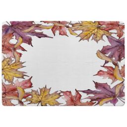 Benjamin Tate Design Gold & Purple Leaves Rug in Natural - Size: Large - thumbnail 1