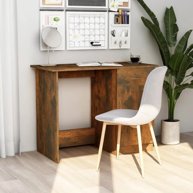 Berkfield Home Desk Smoked Oak 100x50x76 cm Engineered Wood in Brown - Size: 100 x 50 x 76 cm - image 1