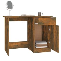 Berkfield Home Desk Smoked Oak 100x50x76 cm Engineered Wood in Brown - Size: 100 x 50 x 76 cm - thumbnail 5