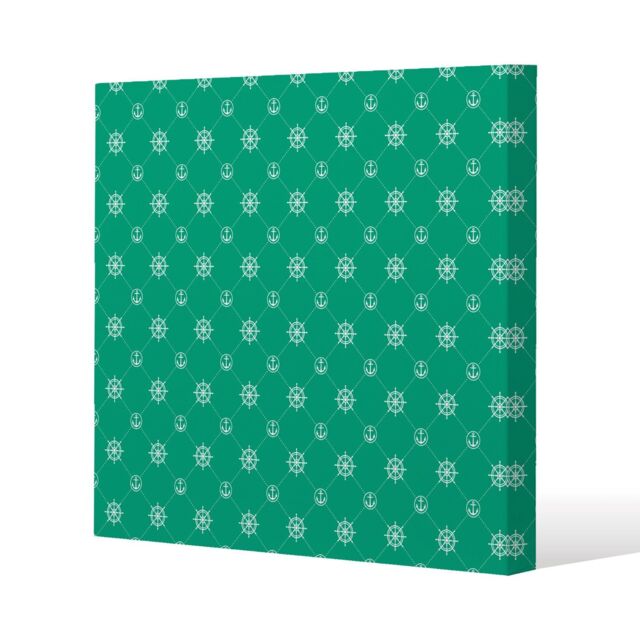 Benjamin Tate Design Nautical Elements on Green (Canvas Print) / 114 x 114 x 4cm in Natural - Size: 114 x 114 x 4 cm - image 1