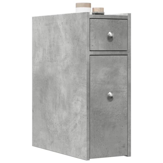 Berkfield Home Narrow Bathroom Cupboard with Wheels Concrete Grey Engineered Wood - image 1