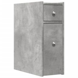 Berkfield Home Narrow Bathroom Cupboard with Wheels Concrete Grey Engineered Wood - thumbnail 2