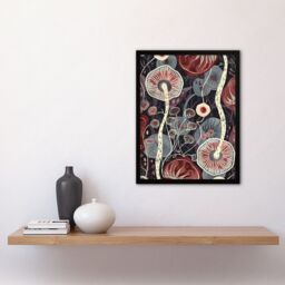 Artery8 Psychedelic Mushroom Pattern Fungi Folk Art Framed Art Print in Red - Size: A4 - thumbnail 4