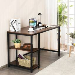 KORVIXA Computer Desk Industrial Writing Table in Walnut - Size: 100 cm - thumbnail 1