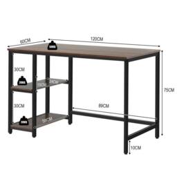 KORVIXA Computer Desk Industrial Writing Table in Walnut - Size: 100 cm - thumbnail 2
