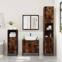 Berkfield Home Elegant Bathroom Sink Cabinet Smoked Oak 65x33x60 cm Engineered Wood in Brown - Size: 65 x 33 x 60 cm