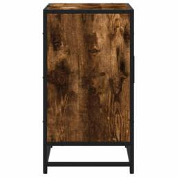 Berkfield Home Elegant Bathroom Sink Cabinet Smoked Oak 65x33x60 cm Engineered Wood in Brown - Size: 65 x 33 x 60 cm - thumbnail 7