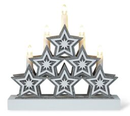 Xmas Haus Natural Festive Wood LED Light Up Christmas Candle Arch With stars in White
