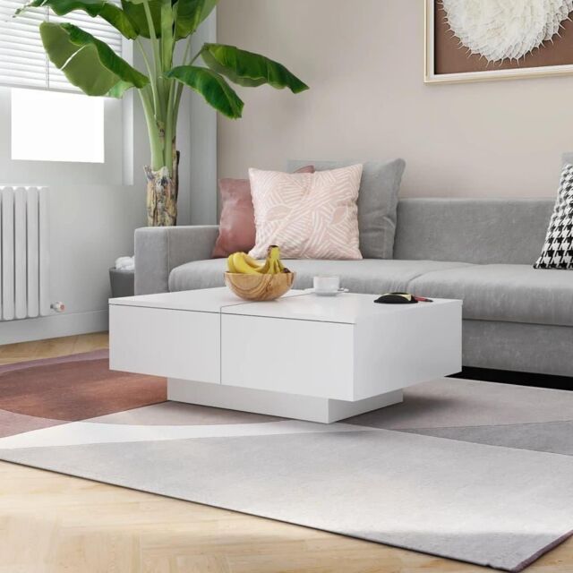Coffee Table White 90x60x31 cm Engineered Wood - image 1