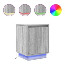 Berkfield Home Bedside Cabinets with LED Lights¬†2 pcs Grey Sonoma 38x34x50 cm - Size: 38 x 34 x 50 cm - thumbnail 2