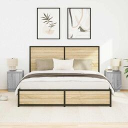 Berkfield Home Bedside Cabinets with LED Lights¬†2 pcs Grey Sonoma 38x34x50 cm - Size: 38 x 34 x 50 cm - thumbnail 4