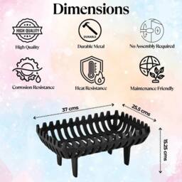 Havendro Cast Iron Fire Grate Log Holder Fireplace Basket in Black - thumbnail 2