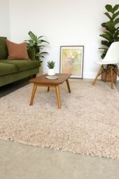 Kukoon Beige Soft Shaggy Rug Cream Fluffy Deep Pile Warm Bedroom Carpet Runner Mat - Size: 120 cm x 170 cm - thumbnail 2