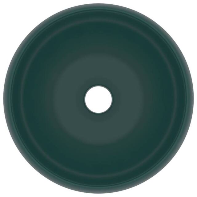 Berkfield Home Luxury Wash Basin Round Matt Dark Green 40x15 cm Ceramic - image 1