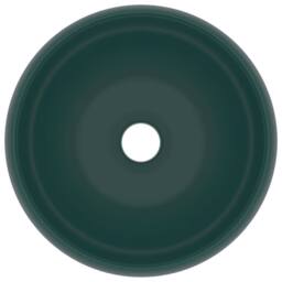 Berkfield Home Luxury Wash Basin Round Matt Dark Green 40x15 cm Ceramic